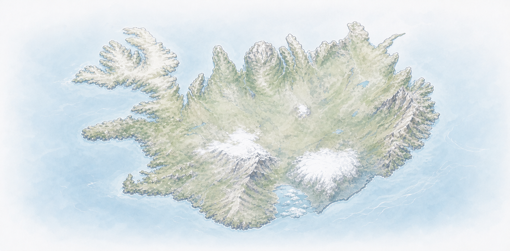 冰島全島淡彩地形導航圖